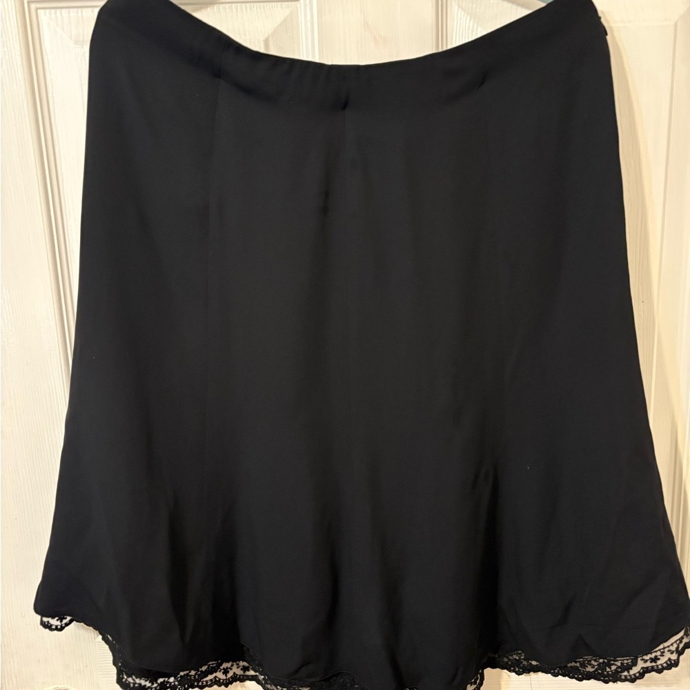 Armani Collezioni Black A-Line Skirt with Lace Hem